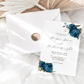 ネイビーブルーフローラ庭園の結婚式 招待状