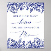 ネイビーブルーフローラ推測キスブライダル記号 ポスター (正面)