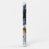 ネイビーブルーフローラ水彩茶色の葉イニシャル Case-Mate iPhoneケース (裏面/右)