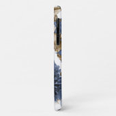 ネイビーブルーフローラ水彩茶色の葉イニシャル Case-Mate iPhoneケース (裏面/左)