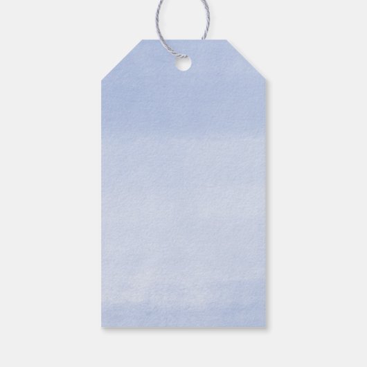 ネイビーブルーフローラ水色エレガントメッセージカード ギフトタグ (裏面)