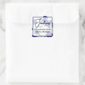 ネイビーブルーフローラ水色結婚のアドレス スクエアシール (バッグ)