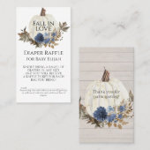 ネイビーブルーフローラ秋ホワイトパンプキンおむつラッフル 名刺 (正面/裏面)