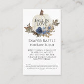 ネイビーブルーフローラ秋ホワイトパンプキンおむつラッフル 名刺 (正面)