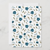 ネイビーブルーフローラ結婚のリハーサルディナー 招待状 (裏面)