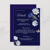 ネイビーブルーフローラ結婚の詳細エンクロージャカード エンクロージャーカード (正面/裏面)
