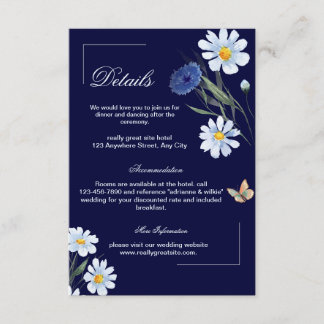 ネイビーブルーフローラ結婚の詳細エンクロージャカード エンクロージャーカード
