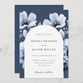 ネイビーブルーフローラ結婚ズ 招待状 (正面/裏面)