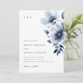 ネイビーブルーフローラ結婚ズ 招待状 (スタンド正面)