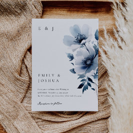 ネイビーブルーフローラ結婚ズ 招待状