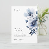 ネイビーブルーフローラ結婚ズ 招待状 (スタンド正面)