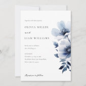 ネイビーブルーフローラ結婚ズ 招待状 (正面)