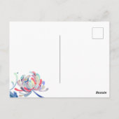 ネイビーブルーフローラ結婚式の日付を保存 ポストカード (裏面)