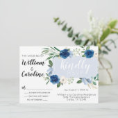 ネイビーブルーフローラ結婚式招待状招待状 招待状 (スタンド正面)