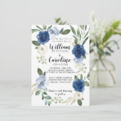 ネイビーブルーフローラ結婚式招待状招待状 招待状 (スタンド正面)