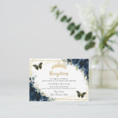 ネイビーブルーフローラ蝶キンセニェラ披露宴 エンクロージャーカード (スタンド正面)