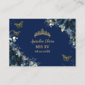 ネイビーブルーフローラ蝶キンセニェラ披露宴 エンクロージャーカード (裏面)