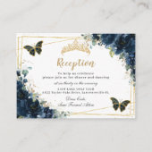 ネイビーブルーフローラ蝶キンセニェラ披露宴 エンクロージャーカード (正面)