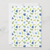 ネイビーブルーフローラ赤ちゃんシャワー知恵の言葉 招待状 (裏面)