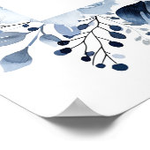 ネイビーブルーフローラ退職パーティーウェルカムサイン ポスター (角)