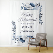 ネイビーブルーフローラ退職パーティー写真の背景 タペストリー (インサイチュ)