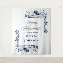 ネイビーブルーフローラ退職パーティー写真の背景