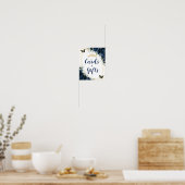 ネイビーブルーフローラ金ゴールドクインセアニラカードとギフト ポスター (キッチン)