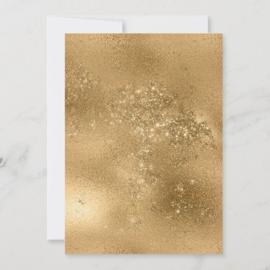 ネイビーブルーフローラ金ゴールドグリッターバルーン誕生日 招待状 (裏面)