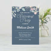 ネイビーブルーフローラ除年パーティー招待状 招待状 (スタンド正面)