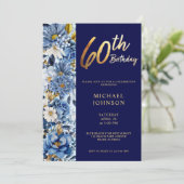 ネイビーブルーフローラ60thバースデーパーティー 招待状 (スタンド正面)