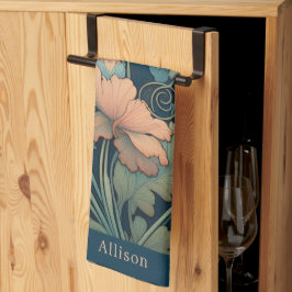 ネイビーブルーフローラ キッチンタオル