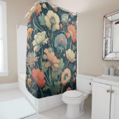 ネイビーブルーフローラ シャワーカーテン (インサイチュ)