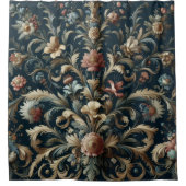 ネイビーブルーフローラ シャワーカーテン (正面)