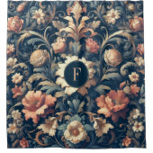 ネイビーブルーフローラ シャワーカーテン (正面)