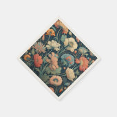 ネイビーブルーフローラ スタンダードカクテルナプキン (角)