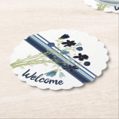 ネイビーブルーフローラ ペーパーコースター (アングル)