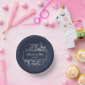 ネイビーブルーフローリッシュウェディングシャワー紙ボウル ペーパーボウル (パーティー)