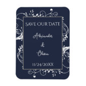 ネイビーブルーフローリッシュデイトマグネットを除く マグネット (縦)