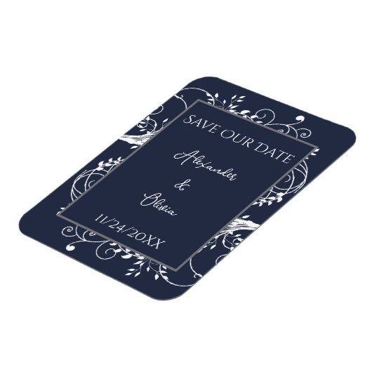 ネイビーブルーフローリッシュデイトマグネットを除く マグネット (左側)