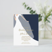 ネイビーブルーブライダルシャワー招待状ドレスアンドヴェール (スタンド正面)