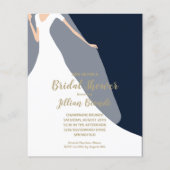 ネイビーブルーブライダルシャワー招待状ドレスアンドヴェール (正面)