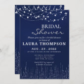 ネイビーブルーブライダルシャワー招待用カードライト 招待状 (正面/裏面)