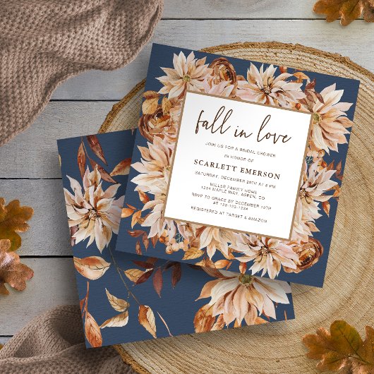 ネイビーブルーブライダルシャワー 招待状