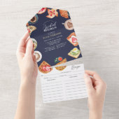 ネイビーブルーブライダルブランチワッフル&レシピ オールインワン招待状 (貼ってはがせる)