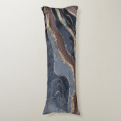 ネイビーブルーブラウンマーブルアゲート金ゴールドグリッターグラム#1 ボディピロー (正面縦)