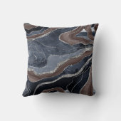 ネイビーブルーブラウン大理石アガテシルバーグリッターグラム1 クッション (裏面)