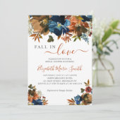 ネイビーブルーブラウン秋インラブオータムブライダルシャワー 招待状 (スタンド正面)