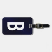 ネイビーブルーブラシ仕上げメタリックモノグラムイニシャル ラゲッジタグ (正面横)