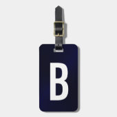 ネイビーブルーブラシ仕上げメタリックモノグラムイニシャル ラゲッジタグ (正面縦)