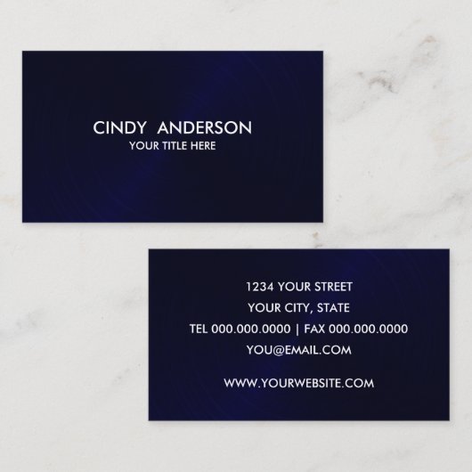 ネイビーブルーブラシ仕上げメタルシーン 名刺 (正面/裏面)